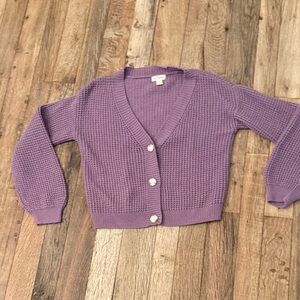Cat & Jack Lilac Button-Front Knit Cardigan